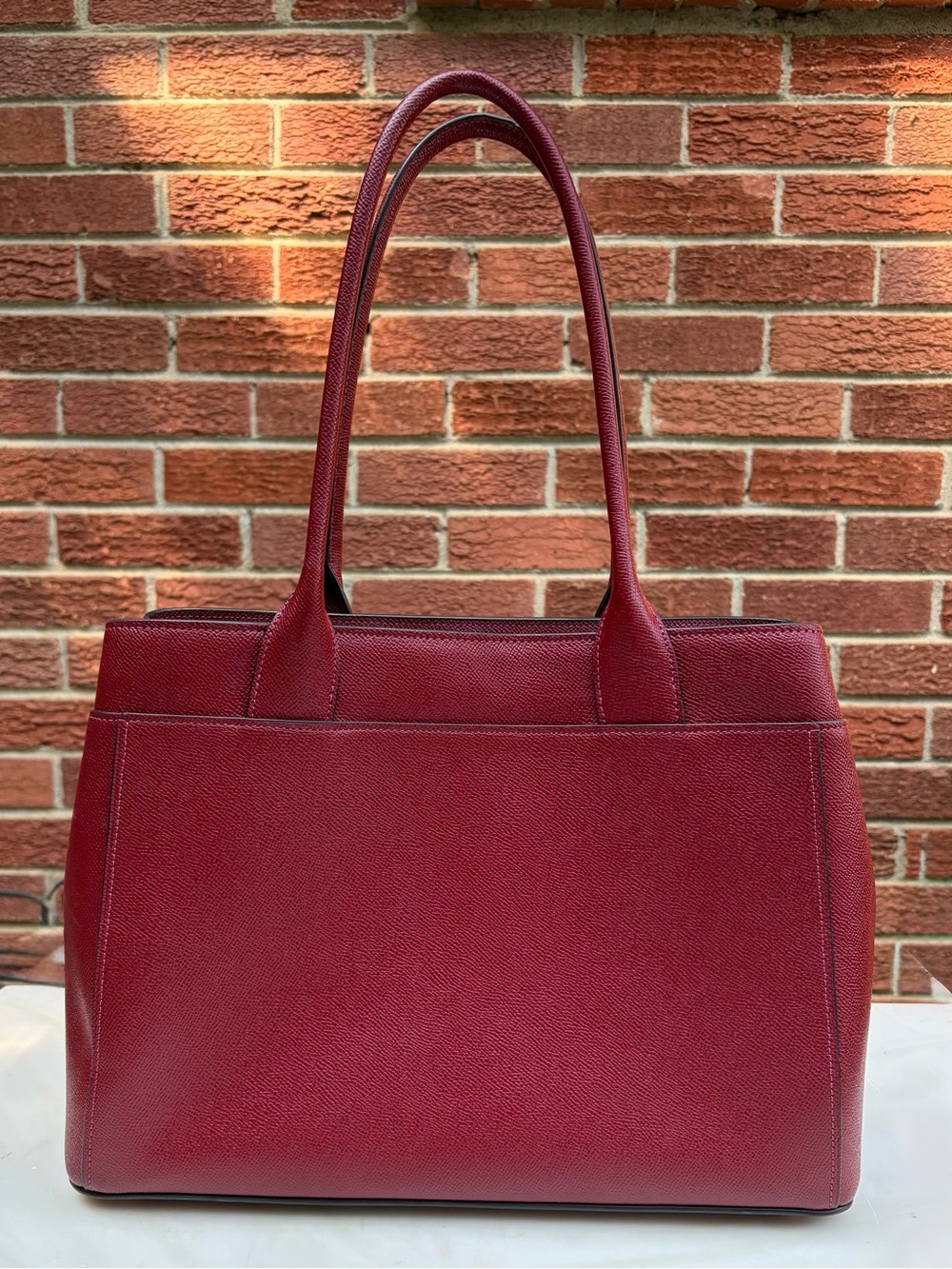 Coach Dark Cherry Red Leather Tote with Gold Hardware - Picture 2 of 16